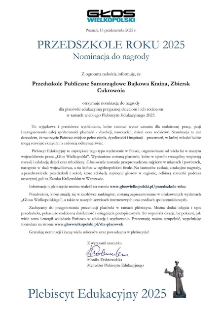 DZIĘKUJEMY ZA NOMINACJĘ !